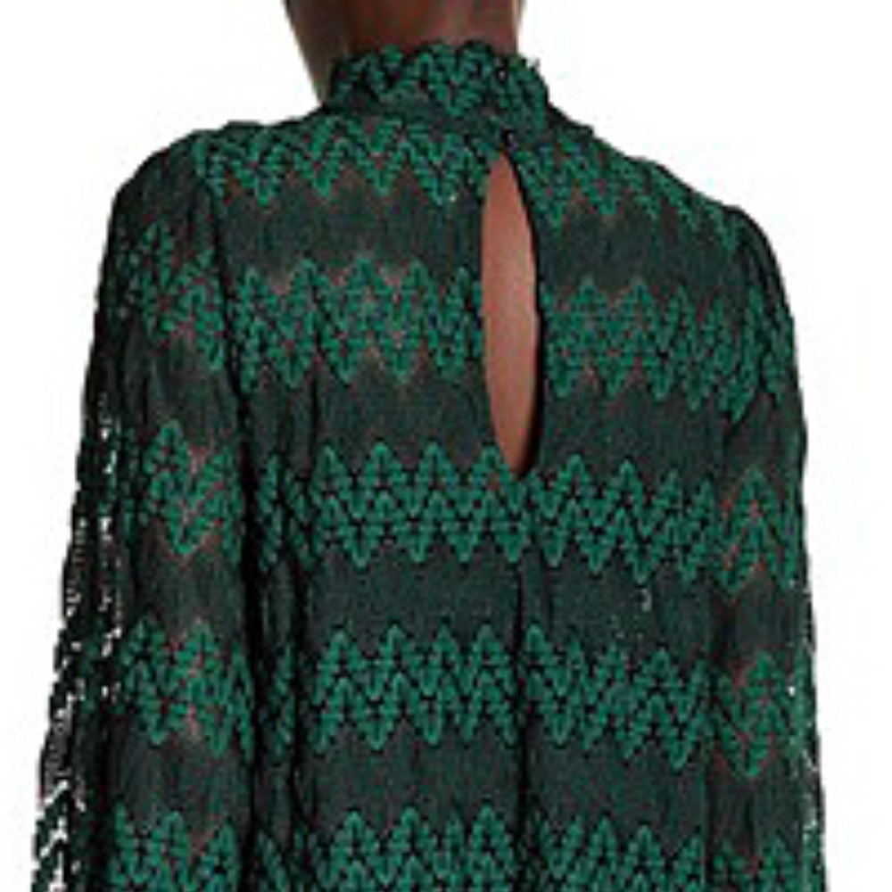 Free People Simone Mock Neck Lace Green Dress - Picture 5 of 5